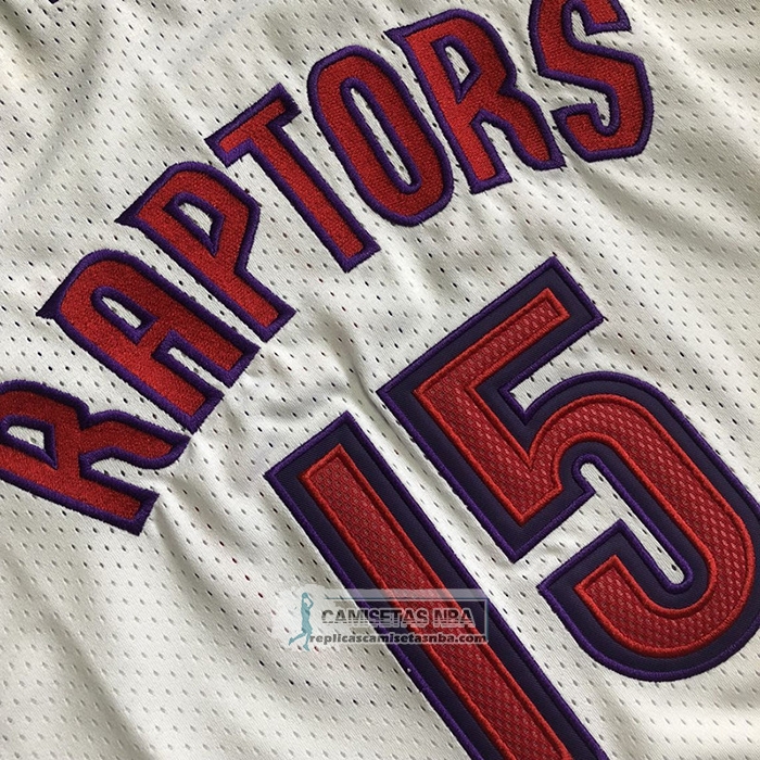 Camiseta Toronto Raptors Vince Carter NO 15 Hardwood Classics Blanco
